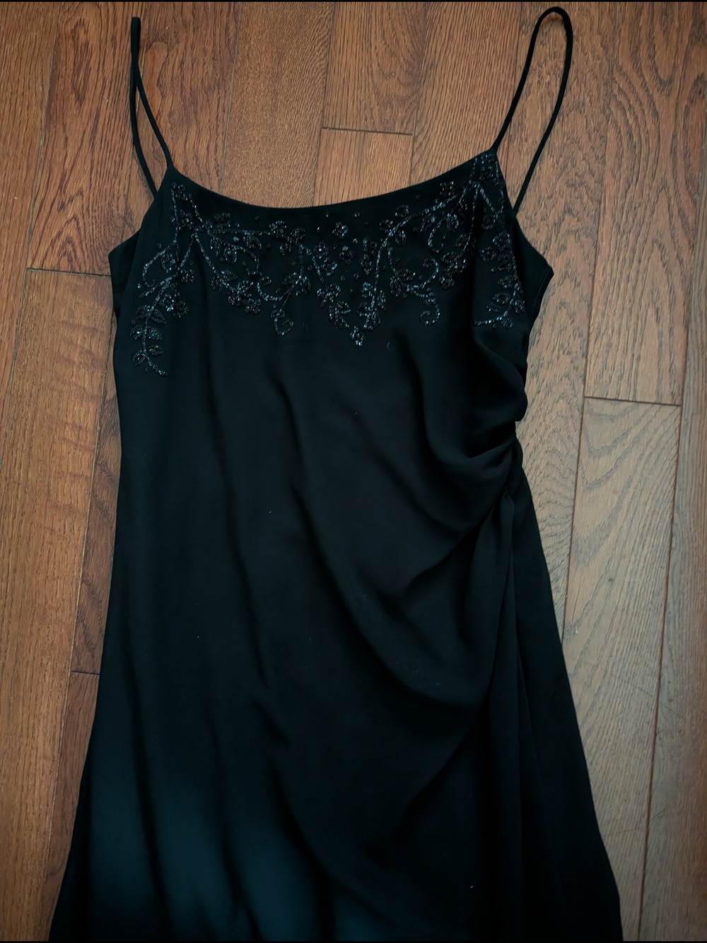 Black Beaded Spaghetti Strap Dress